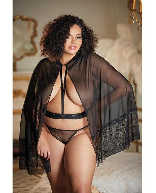 product image, Allure Lace & Mesh Cape W/attached Waist Belt (g-string Not Included) Qn - {{ SEXYEONE }}