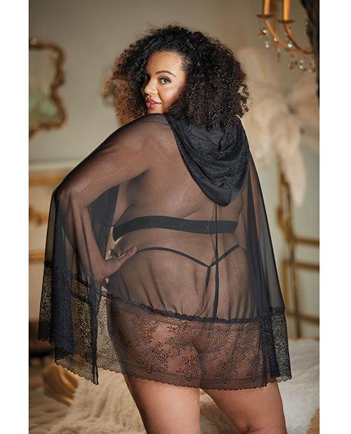 image of product,Allure Lace & Mesh Cape W/attached Waist Belt (g-string Not Included) Qn - {{ SEXYEONE }}