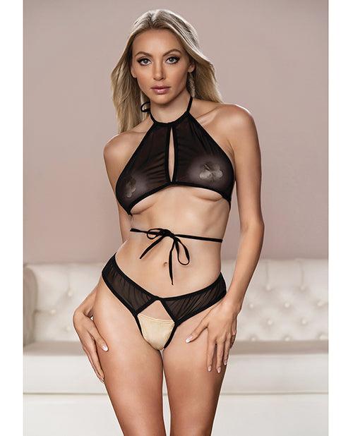 product image, Allure Marley Mesh Peek A Boo Top & Open Panty - SEXYEONE