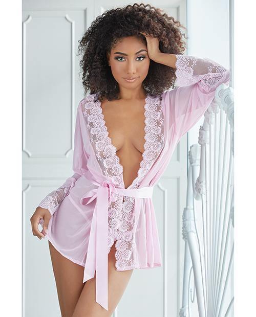 image of product,Allure Nina Lace & Mesh Robe W/g-string - SEXYEONE 