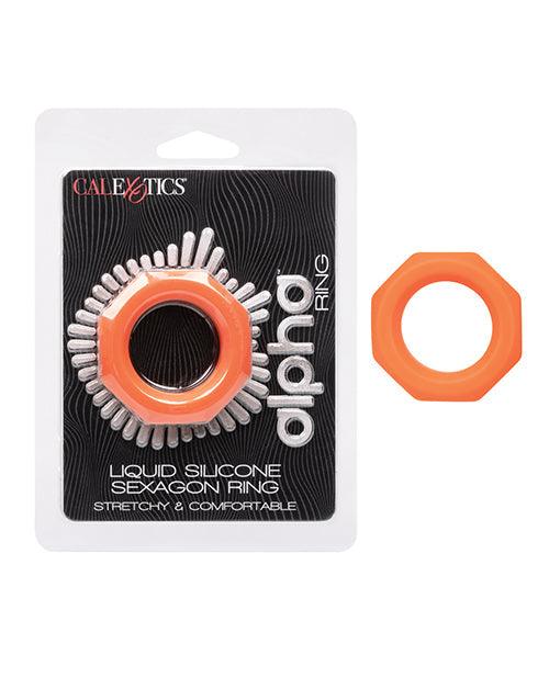 product image, Alpha Liquid Silicone Sexagon Ring - Orange - SEXYEONE