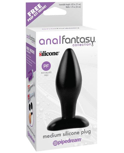 Anal Fantasy Collection Medium Silicone Plug - Black - SEXYEONE