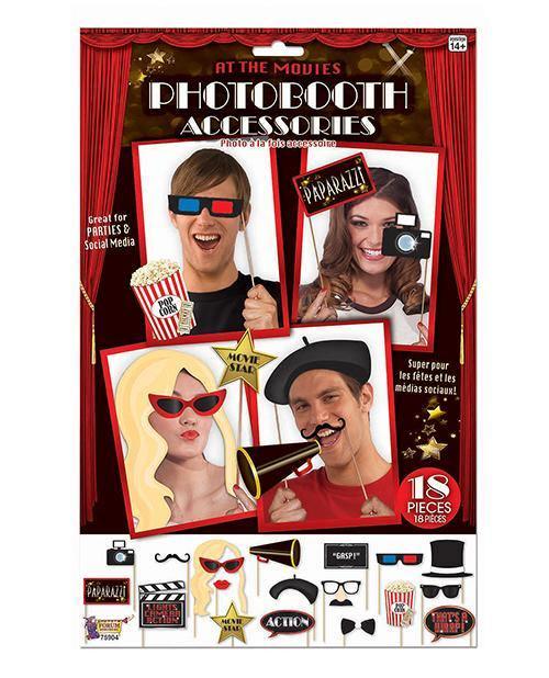 product image, At The Movies Photo Booth Prop Kit - Set Of 18 Pc - SEXYEONE 