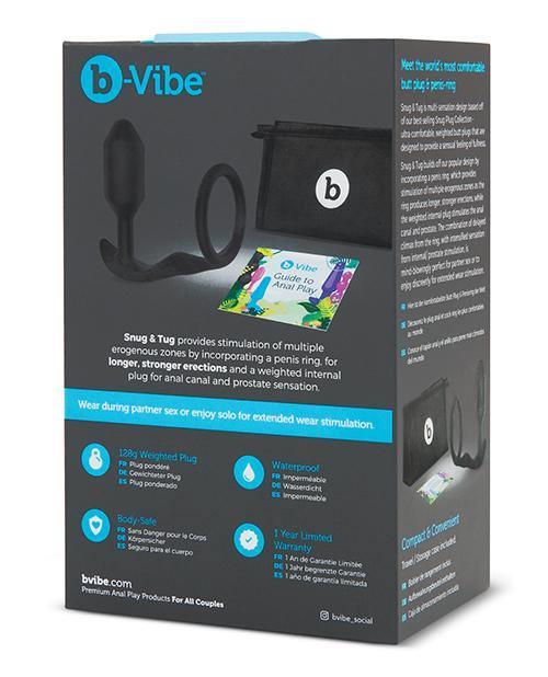 B-vibe Snug & Tug Weighted Silicone & Penis Ring - 128 G Black - SEXYEONE 