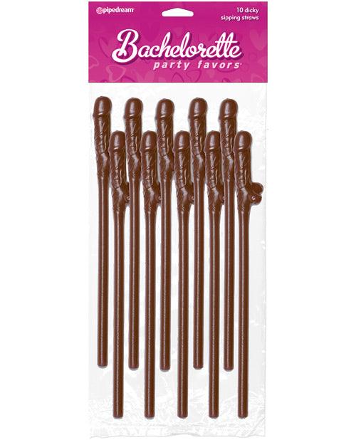 product image, Bachelorette Party Favors Pecker Straws - Brown Pack of 10 - SEXYEONE