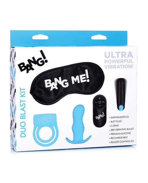 Bang! Duo Blast Remote Control Cock Ring & Butt Plug Vibe Kit - Blue - {{ SEXYEONE }}
