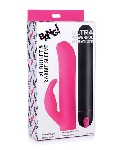 Bang! Xl Bullet & Rabbit Silicone Sleeve - Pink - SEXYEONE