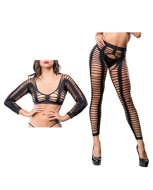 product image, Beverly Hills Naughty Girl Crotchless All Over Straps Mesh Leggings O/s - SEXYEONE