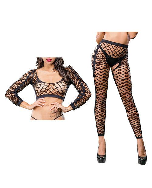 product image, Beverly Hills Naughty Girl Crotchless Front Mesh & Side Design Leggings O/s - SEXYEONE
