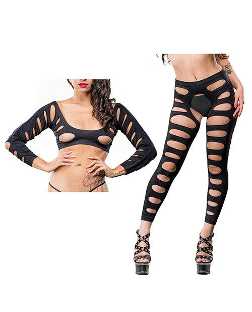 product image, Beverly Hills Naughty Girl Crotchless Leggings W/varigated Holes O/s - SEXYEONE
