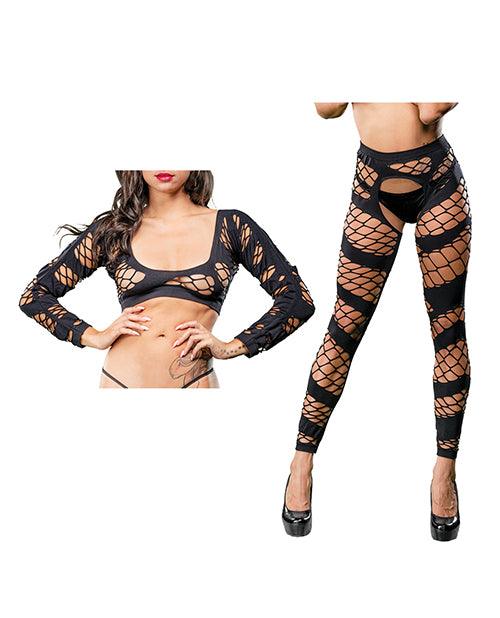 Beverly Hills Naughty Girl Crotchless Mesh & Fishnet Leggings O/s - SEXYEONE