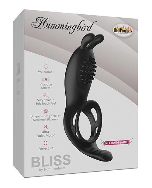 product image, Bliss Hummingbird Vibrating Cock Ring - Black - SEXYEONE