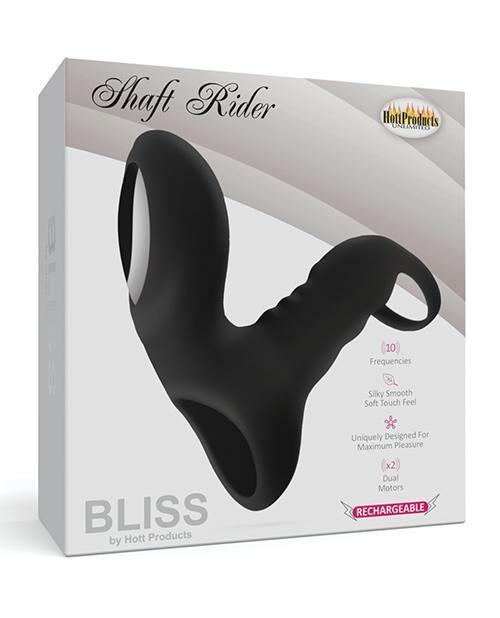 product image, Bliss Shaft Rider Vibrating Cock Ring Sleeve - Black - SEXYEONE 