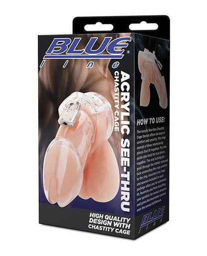 Blue Line Acrylic See-thru Chastity Cage - Clear - SEXYEONE 