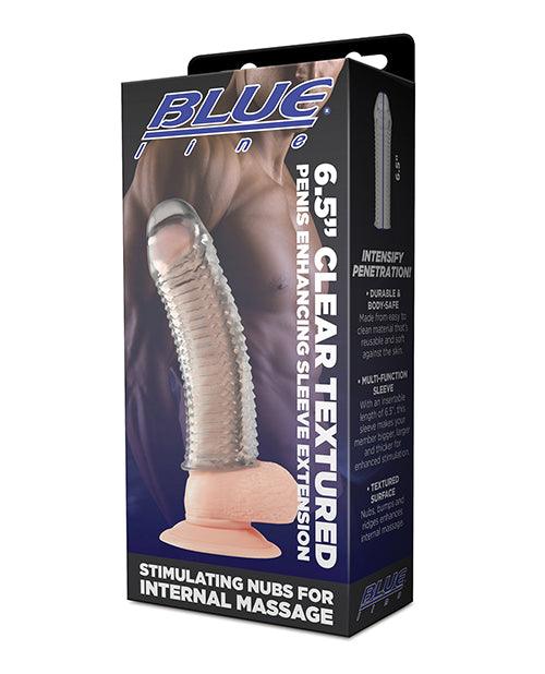 product image, Blue Line C & B 6.5" Textured Penis Enhancing Sleeve Extension - Clear - SEXYEONE