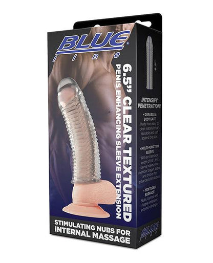 Blue Line C & B 6.5" Textured Penis Enhancing Sleeve Extension - Clear - SEXYEONE