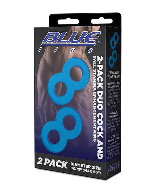 product image, Blue Line C & B Dual Cock & Ball Stamina Enhancement Ring - Jelly Blue Pack Of 2 - SEXYEONE