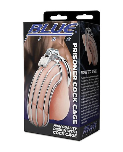 Blue Line Prisoner Cock Cage - Silver - SEXYEONE 