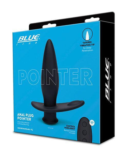 Blue Line Vibrating Anal Plug Pointer W-remote - Black - SEXYEONE