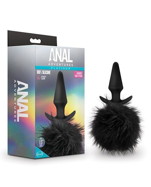 product image, Blush Anal Adventures Platinum Rabbit Tail Plug - Black - SEXYEONE 