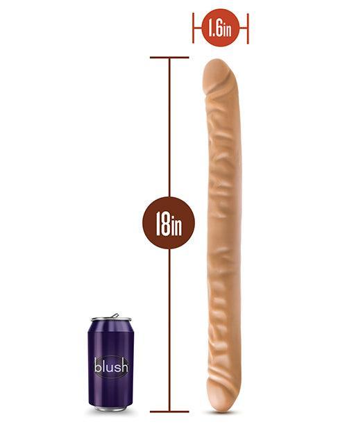 image of product,Blush Dr. Skin 18" Double Dildo - Mocha - {{ SEXYEONE }}