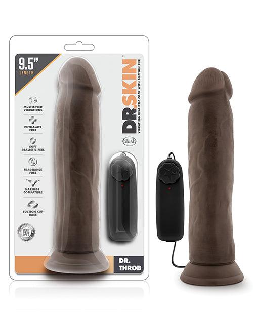 product image, Blush Dr. Skin Dr. Throb 9.5" Cock W-suction Cup - Chocolate - {{ SEXYEONE }}