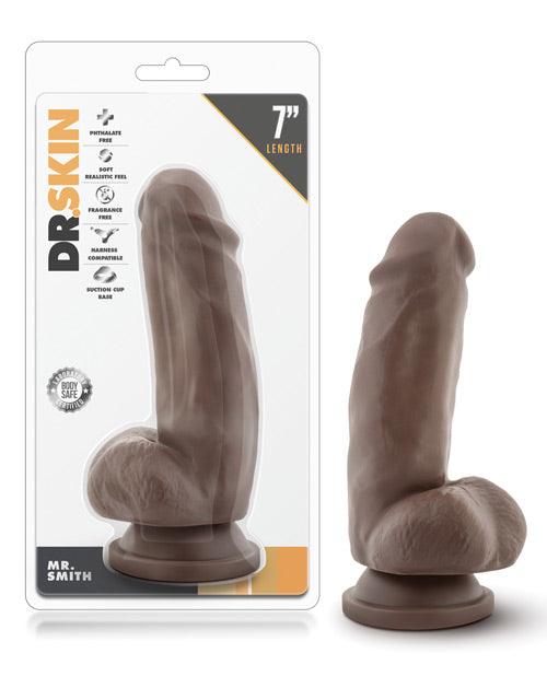 product image, Blush Dr. Skin Mr. Smith 7" Dildo W-suction Cup - Chocolate - {{ SEXYEONE }}