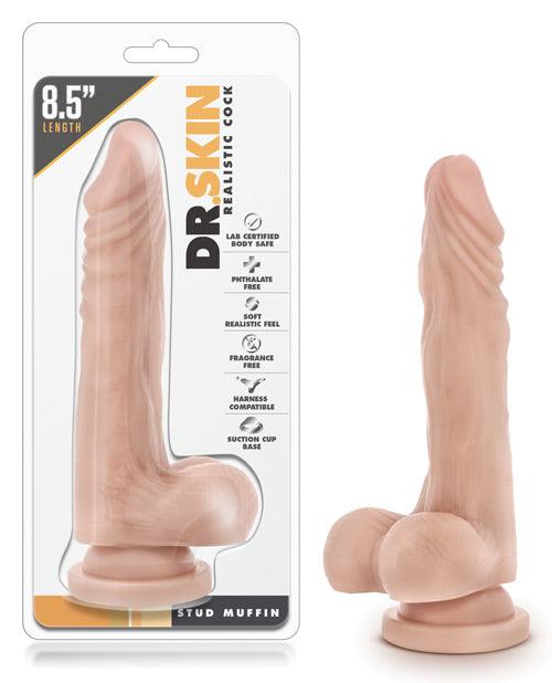 product image, Blush Dr. Skin Stud Muffin 8.5" Dong W-suction Cup - Beige - {{ SEXYEONE }}