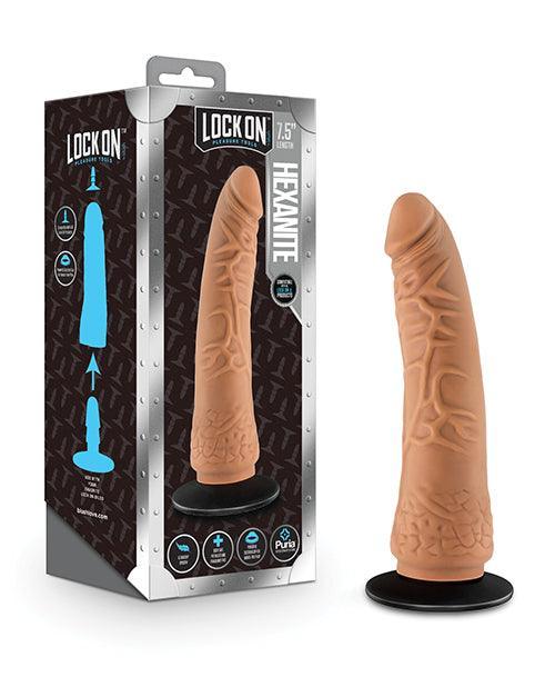 product image, Blush Lock On 7.5" Hexanite Dildo W-suction Cup Adapter - Mocha - SEXYEONE