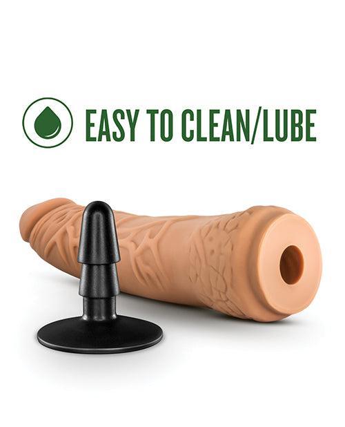 image of product,Blush Lock On 7.5" Hexanite Dildo W-suction Cup Adapter - Mocha - SEXYEONE