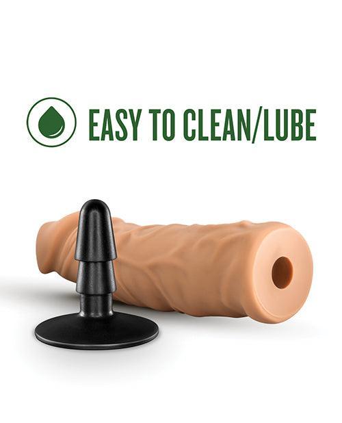 image of product,Blush Lock On 8" Argonite Dildo W-suction Cup Adapter - Mocha - SEXYEONE