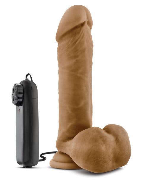 image of product,Blush Loverboy Soccer Champ 8" Vibrating Realistic Cock - Mocha - {{ SEXYEONE }}