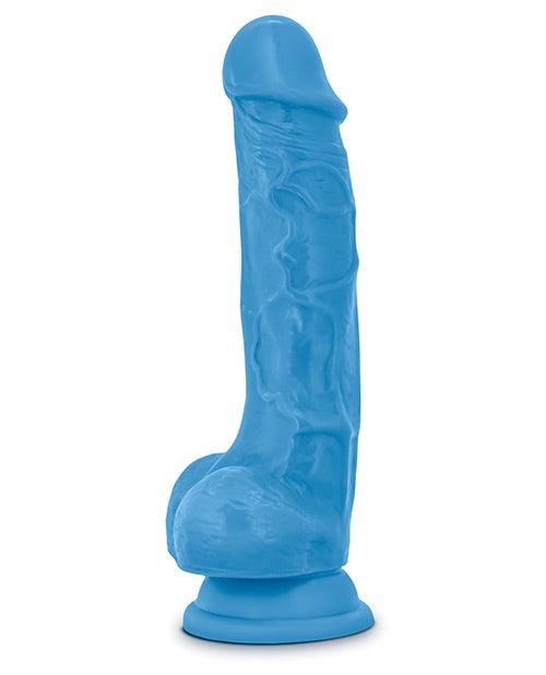 image of product,Blush Neo Dual Density 7.5" Cock W-balls - Neon Blue - {{ SEXYEONE }}