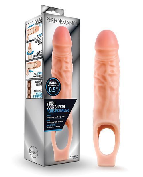 product image, Blush Performance 9" Cock Sheath Penis Extender - Flesh - SEXYEONE 