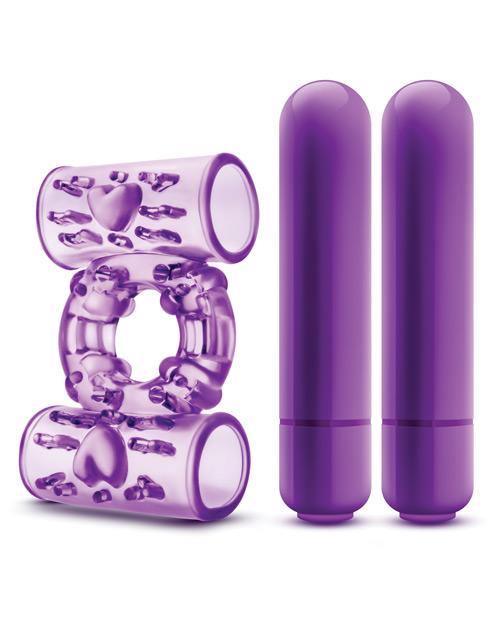 image of product,Blush Play With Me Double Play Dual Vibrating Cockring - Purple - SEXYEONE 