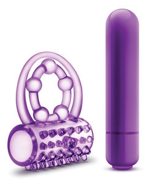 image of product,Blush Play With Me The Player Vibrating Double Strap Cockring - Purple - SEXYEONE 