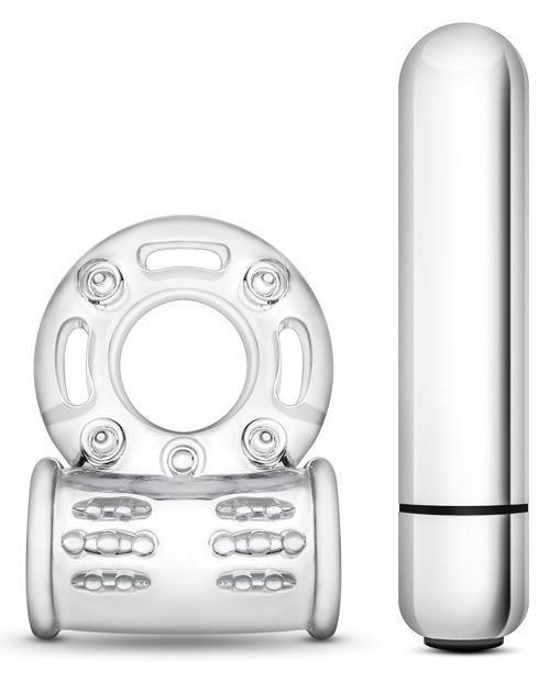 product image,Blush Stay Hard 10 Function Vibrating Bull Ring Cock Ring - Clear - SEXYEONE 