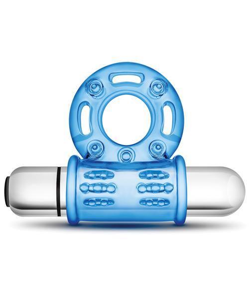 image of product,Blush Stay Hard Mega Vibrating Bull Ring - Blue - SEXYEONE 