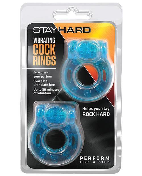 Blush Stay Hard Vibrating Cock Ring 2 Pack - Blue - SEXYEONE 