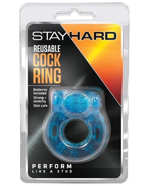 product image, Blush Stay Hard Vibrating Reusable Cock Ring - Blue - SEXYEONE 