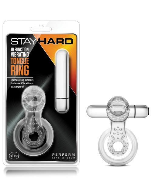 product image, Blush Stay Hard Vibrating Tongue Ring - 10 Function Clear - SEXYEONE 