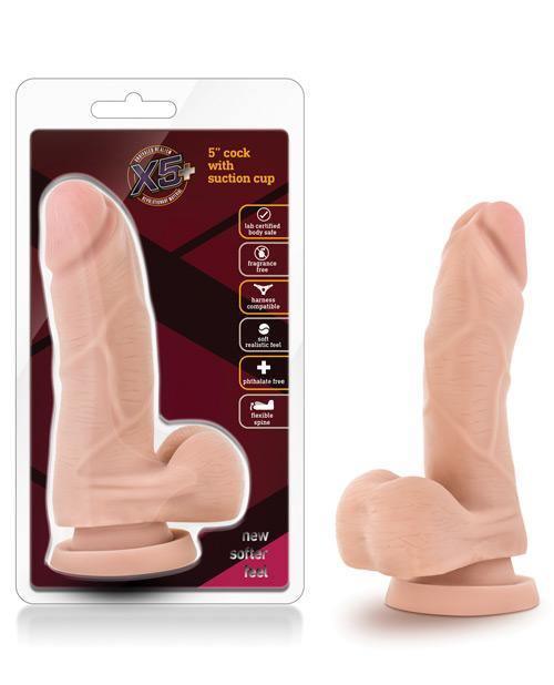 product image, Blush X5 5" Cock W-flexible Spine - Beige - {{ SEXYEONE }}