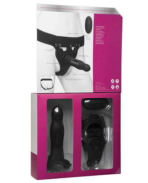 image of product,Body Extensions Be Aroused Vibrating 2 Piece Strap On Set - Black - MPGDigital Sales