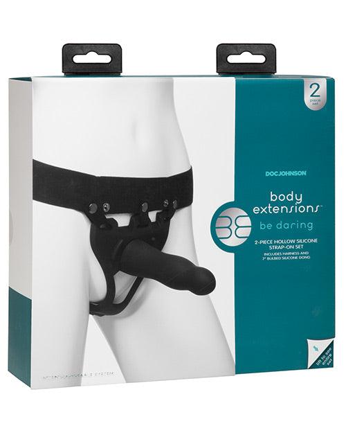 product image, Body Extensions Be Daring 2 Piece Strap On Set - Black - {{ SEXYEONE }}