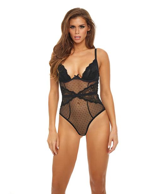 product image, Bombshell Boudoir Lace & Mesh Peek A Boo Wire Teddy - SEXYEONE