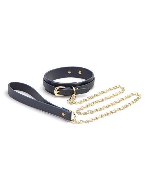 image of product,Bondage Couture Vinyl Collar And Leash - Blue - {{ SEXYEONE }}