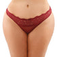 Bottoms Up Ivy Eyelash Lace Panty W/criss Cross Back & Bow Trims Qn - SEXYEONE
