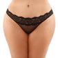 Bottoms Up Ivy Eyelash Lace Panty W/criss Cross Back & Bow Trims Qn - SEXYEONE