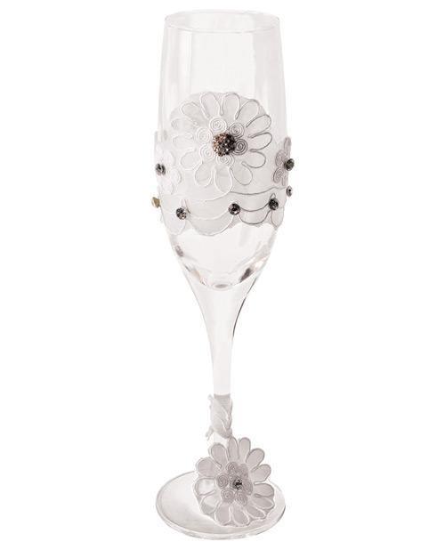 Bride To Be Champagne Glass  W-white Lace Trim - MPGDigital Sales