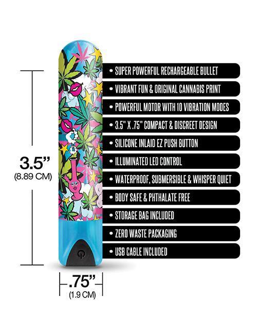 image of product,Buzzed 3.5" Rechargeable Bullet - Stoner Chick Blue - MPGDigital Sales